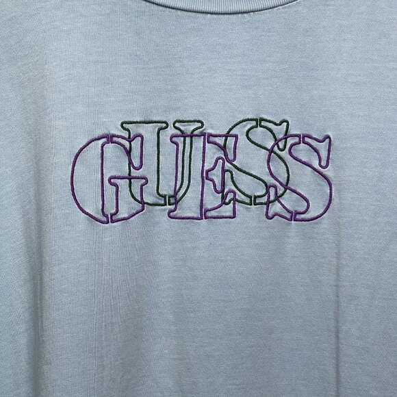 Vintage Guess Originals Light Blue Embroidered Logo T-Shirt L - Picture 2 of 12